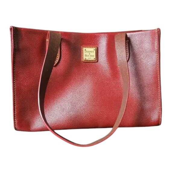 Dooney & Bourke Eva Small Shopper Bag Red Leather Handbag Purse EUC Pre-owned